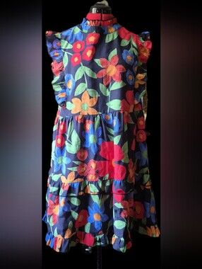 Chic Soul Navy Floral Ruffle Mini Dress
